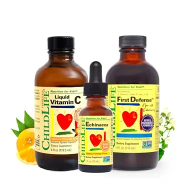 ChildLife Essentials Immune Support Bundle - Contains Liquid Echinacea, First Defense & Vitamin C - Immune Booster for Kids, All-Natural, Allergen-Free - Natural Orange Flavor, 1 Oz Bottle (Pack of 3)