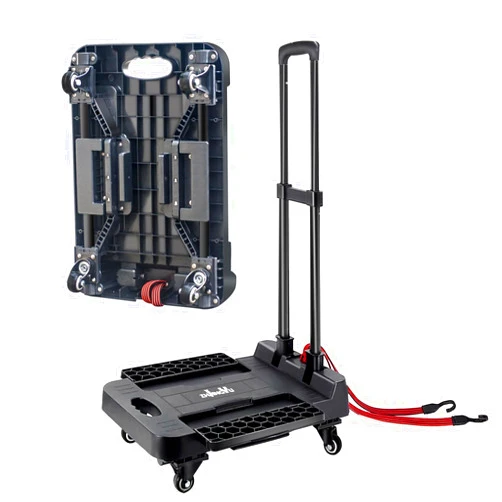 ZHJINGYU Folding Hand Truck Cart,Heavy Duty Trolley 220lbs Capacity,Folding Luggage Cart, Collapsible Wheels,Extended Handle Portable Dolly Cart for Moving, Airport, Office,Carrying Home