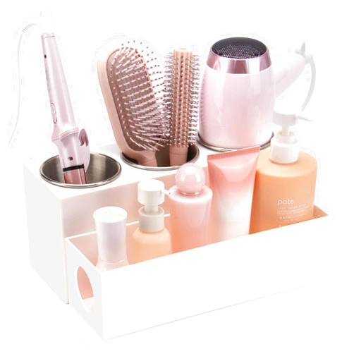 GFWARE Hair Tool Organizer - Bathroom Vanity Organizers and Storage, Hair Styling Accessories Hot Tools Organizer Hair Dryer, Blow Dryer, Curling Iron, Flat Iron, Hair Straightener, White