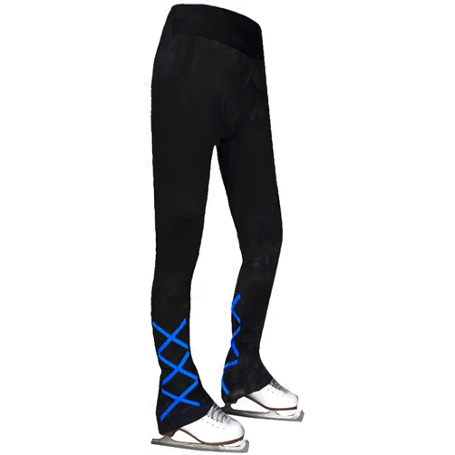 JoyCan Ice Skating Pants Girls Women's Figure Skating Trousers Black Cross Straps Fleece Skating Leggings Children