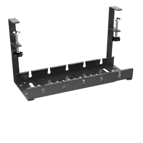 Misounda Under Desk Cable Management Tray No Drill Steel Desk Cable Organizers Retractable Cable Tray with Clamp for Desk Wire Management,Metal Cable Tray Basket for Office and Home Standing Desk-Black