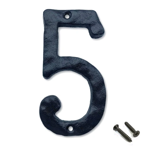 UTMOCO House Numbers for Outside-5.5 Inch high Cast Iron Hammered Style Home Address Numbers or Metal Mailbox Number (Number 5)
