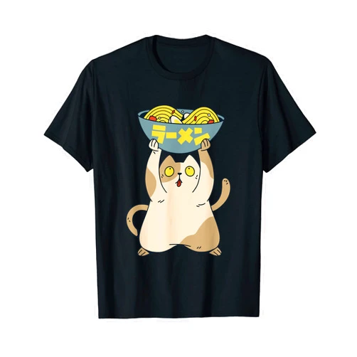 Funny Ramen Food Lover Ramen Bowl Funny Cat Japanese Noodles Soup Asian Food Anime T-Shirt