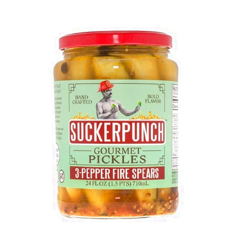 SUCKERPUNCH Pickles Suckerpunch 3-Pepper Fire Spears Gourmet Pickles 24 oz Glass Jars - Pack of 3