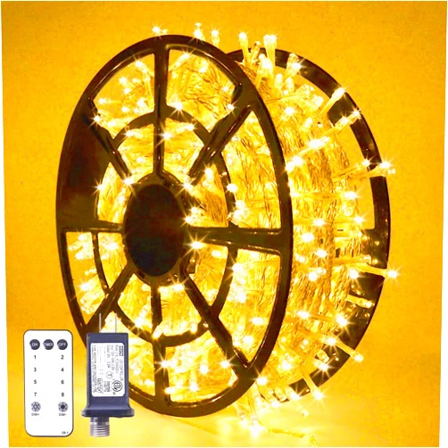 JMEXSUSS 168FT 600 LED Christmas Lights Outdoor Waterproof 8 Modes Indoor Christmas String Lights Warm White Christmas Tree Lights Plug in for Room Bedroom Wedding Party Holiday Decorations.