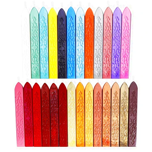 Anezus 26Pcs Antique Sealing Wax Sticks with Wicks for Postage Letter Retro Vintage Wax Seal Stamp, Assorted Colors
