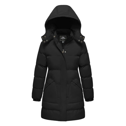 Ampake Women's Warm Thickened Parka Coat Winter Puffer Jacket with Removable Hood