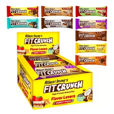 Fit Crunch FITCRUNCH Snack Size Protein Bars, Designed by Robert Irvine, 6-Layer Baked Bar, 3g of Sugar & Soft Cake Core (9 Bars, Variety Pack) Flavor Lovers 1.62 Ounce (Pack of 9)