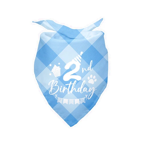 Yishuliwu Dog Birthday Bandana Dog 2nd Birthday Bandana Plaid Blue Dog Bandana Pet Dog Lover Gifts Happy Birthday Dog Triangle Scarf for Pet Dog Puppy 2nd Birthday Party Decoration