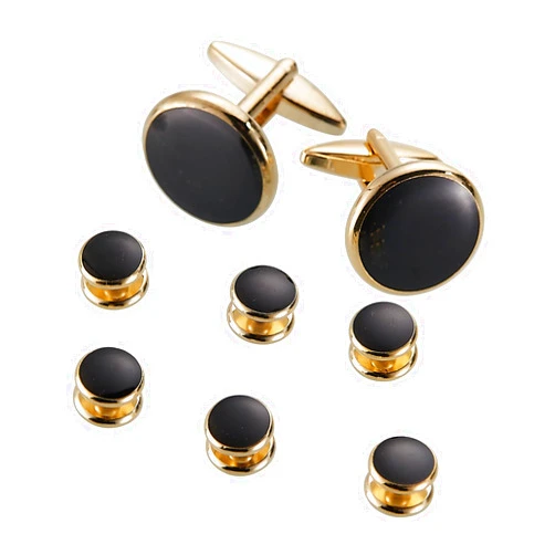 EvmAsaLQ Men's Cufflinks and Studs Sets,Tuxedo Shirt Cufflinks and Studs Set formen. for Business Dinners, Parties, Anniversaries, Weddings, Birthday Gifts, Black gift boxes