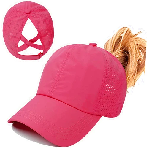 Enwokran Womens Ponytail Hat Baseball Cap, Adjustable Criss Cross Baseball Cap High Bun Unisex Quick Drying Trucker Hats