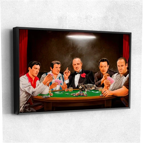Mia Bellini Mafia Gangster Scarface, Sopranos Goodfellas & Godfather Wall Art Decor Print | Canvas, Painting Like Textured Print & Posters (45in x 30in Modern Black Framed)