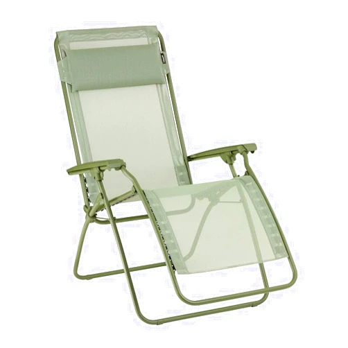 Lafuma R Clip Compact Foldable Portable Zero Gravity Relaxation Garden Patio Beach Chair Recliner with Removable Adjustable Headrest, Moss Green