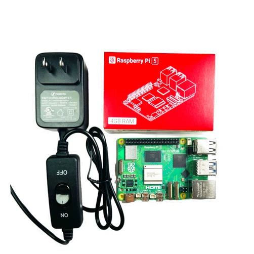 Sonicon Raspberry Pi 5 Starter Kit, Pi 5 4GB + Power Supply 3.3ft w/Power On/Off Switch & USB C Adapter.