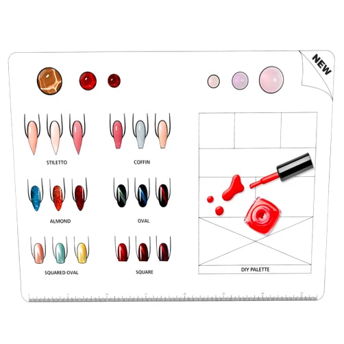 Beaupretty Acrylic Nail Training Mat, Manicure Art Practice Mat Silicone Trainer Sheet Practice Pad Nail Tool for Acrylic Fingernails