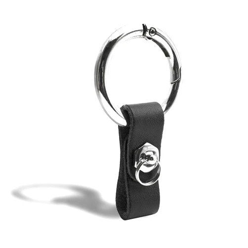 INFIPAR Circle Carabiner Keychain Clip Quick-Release Spring Ring & Anti-Lost Ring Attach Leather Key Chain, No Screwdriver Required, 1 Pack, Black - Newest Version