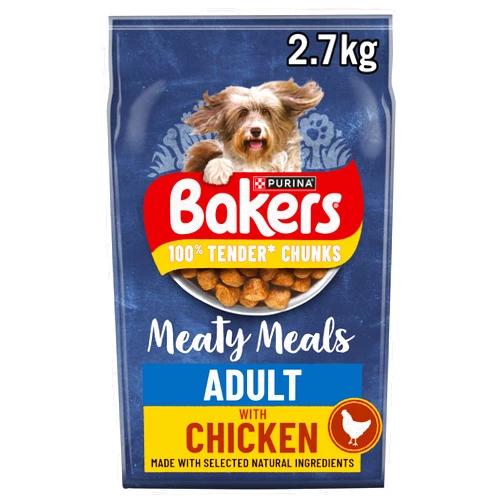 Bakers Complete Meaty Meals Dry Dog Food with Tasty Chicken, 2.7kg