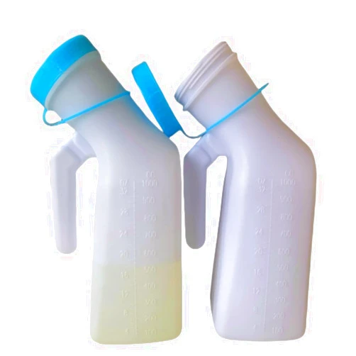 YUMSUM Thick Firm Male Urinal,YUMSUM Urine Bottle with Lid 32oz./1000mL Pack of 2 (Blue Screw lid)