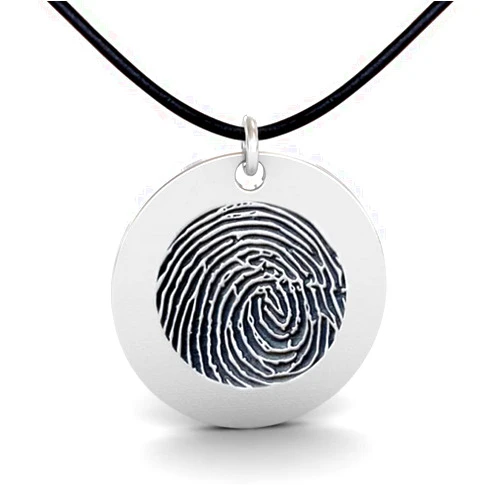 ASHYL Reserved listing for Z. C. Double side Actual Fingerprint Necklace in Sterling Silver Metal, Fingerprint Necklace, Leather Necklace, Man Necklace, Unisex Necklace