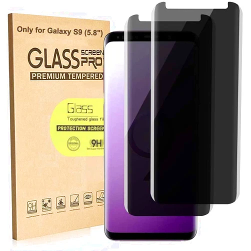 AmzSuker [2-Pack] SUKER Galaxy S9 Privacy Tempered Glass Anti-Spy Screen Protector [3D Curved] [Case Friendly] [9H Hardness] for Samsung Galaxy S9 (5.8