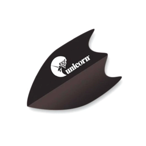 Unicorn Super Maestro Dart Flights | Logo Black Background Design | Fin Shape | Ultra Durable Rigid 125 Micron Polyester PET