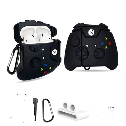 WQNIDE Cover for Airpods 2/1 Case, WQNIDE 6 in 1 Accessories Set Protective Airpods Cover, Unique Fashion Funny Cute 3D Cartoon Game Controller AirPod Silicone Case Cover Design for Boys Girls Men