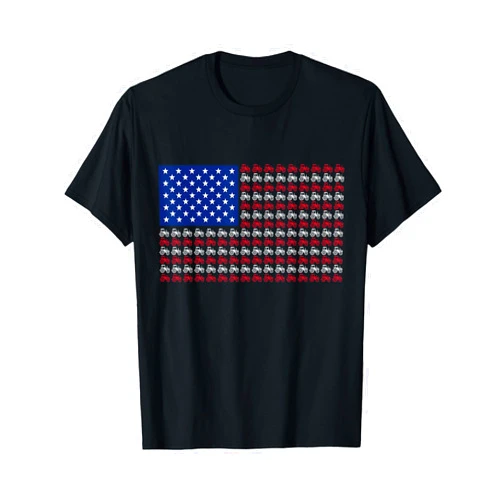Patriotic Farmer 4th of July American Flag USA Tractor Flag T-Shirt