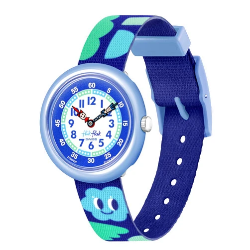 Flik Flak Unisex Kids Watch Casual Blue Bio-sourced Quartz SMILING CLOUDS