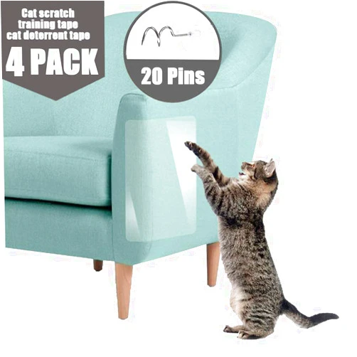 PJDDP Furniture Protectors from Cat Scratch Pet Scratch Protector Couch Guards for Cats,Clear Anti-Scratch Tape,Cat Scratching Defender & Repellent,Cover to Protect The Upholstery, Door, Walls,4 Pcs