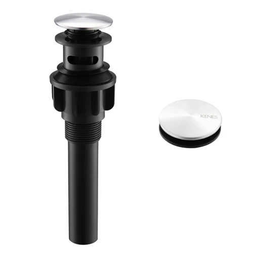 KENES Bathroom Sink Drain Stopper Pop up Sink Drain with Overflow, Brushed Nickel Lavatory Bathroom Vanity Sink Drain Assembly, Built-in Anti-Clogging Strainer