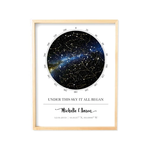Handmade Custom Star Map - Personalized Star Map (Multiple Sizes - Unframed Star Prints, Star Constellation Map Wall Art, Great Gift - Special Occasion, Engagement Gift, Wedding Gift, Anniversary Gift)
