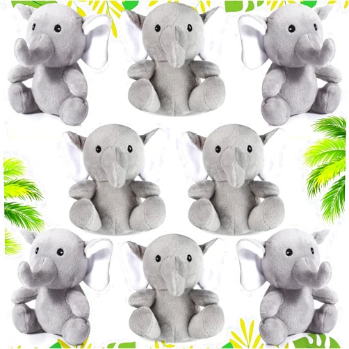 HyDren 8 Pcs Plush Mini Elephant Stuffed Animal Toys 4 Inches Cute Soft Forest Elephant Toys for Baby Shower Birthday Party Christian Charity Donation Supplies(Grey)