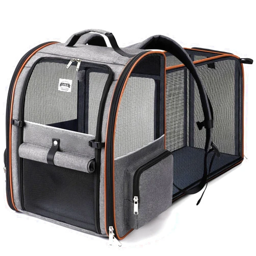 Lekebobor Extra Large Cat Backpack Carrier Expandable Pet Carrier Backpack for Small/Medium Dogs and Medium/Large Cats, Grey