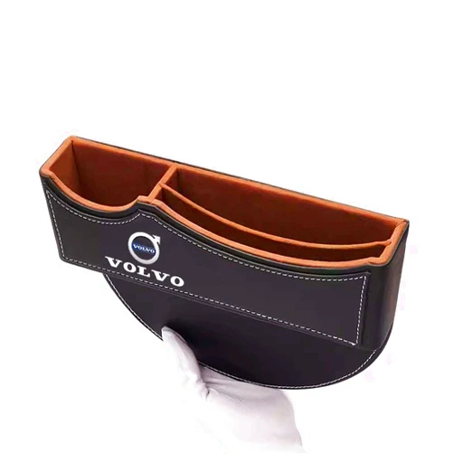 SXTYXCLGS Car Seat Storage Box, Leather Car Seat Gap Filler Organizer for Volvo XC90 XC60 V50 S60 V70 V60 V40 S90, for car Storage of Cell Phones, Sunglasses, Keys, Cards, Black