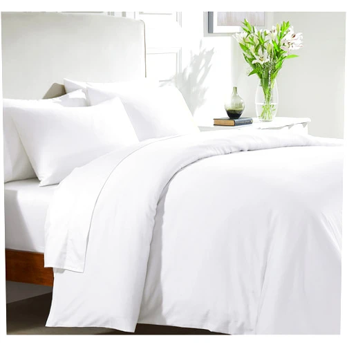 California Design Den 3-Pc Queen Size Duvet Cover Set, 400 Thread Count Sateen 100% Cotton Comforter Cover and Two Pillow Shams Bedding Set, Button Closure, Corner Ties (White, Queen)