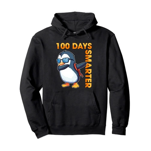 Happy 100th Day of School Gift Cute 100 Days Smarter Funny Dabbing Penguin Happy 100th Day Pullover Hoodie