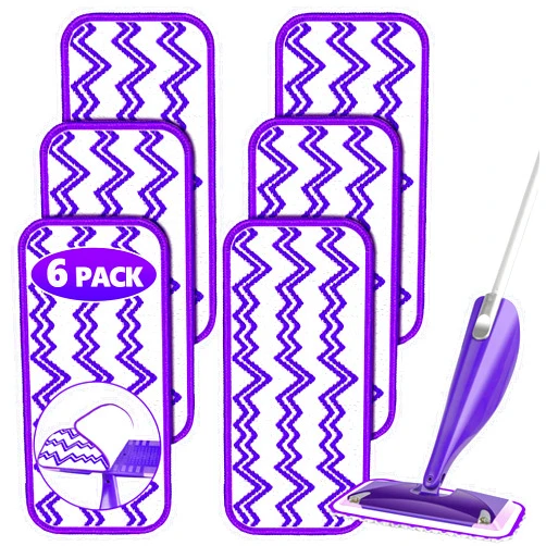 ILAVCLEAN Reusable Mop Pads Refills Compatible with Swiffer Wet Jet Spray Mop, Wet Pads Refill WetJet Pads Refills for Swiffer Mop, Microfiber Mop Pad Replacements Wet Dry Mop Heads for Floor Cleaning, 6 Pack