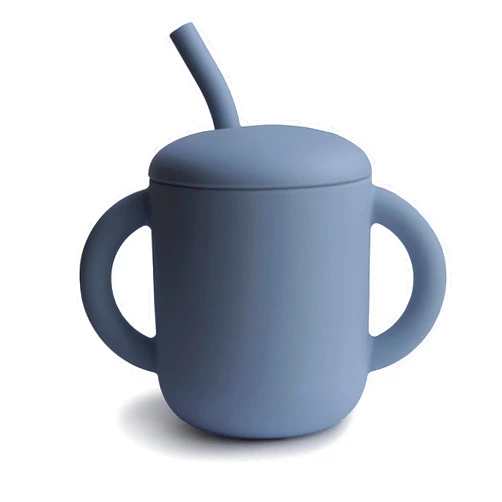 mushie 100% Silicone Training Cup & Straw for Toddlers | 6 Months+ (Tradewinds)