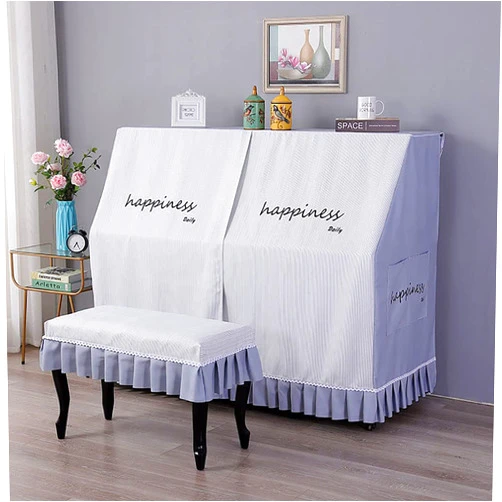 Aifurnkz Premium Full Piano Cover Upright, 360° Protective Coverage Piano Dust Cover with Chair Bench Cover Cloth for Most Upright Pianos(Support Custom Made) (piano cover+simple stool cover, C)