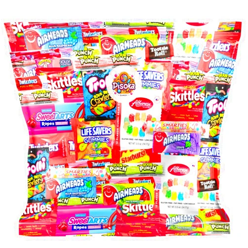Pisoka Assorted Candy Mix - Variety Pack of Gummies, Sour Candy, and Chewy Treats - Perfect for Parties, Pinatas, and Snacking (4 LB)
