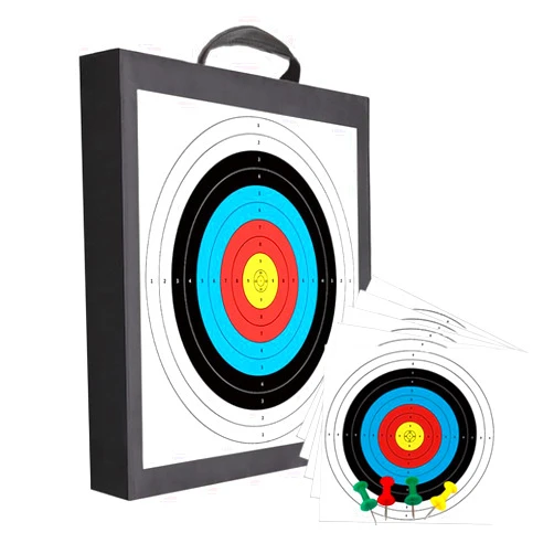 - QI HUO JU - Archery Target EVA Foam Targets for Youth Beginner Backyard Shooting Targeting, 20'' Durable Bow and Arrow Practice Target Block with 5 Target Paper, 4 Pins