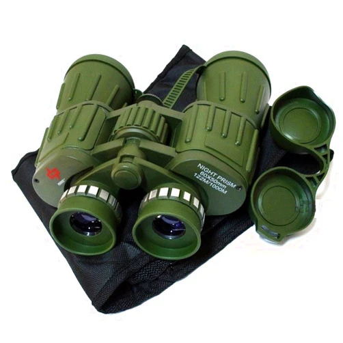 PERRINI 60X50 Military Army Color Binoculars Green w/Pouch #1208