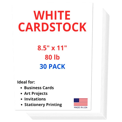 Cranium Press 30 Sheets of Heavyweight White Cardstock Ideal for Business Cards, Art Projects, Invitations, and Stationery Printing | 80 lb Weight | 8.5 x 11 inches | Thick Cover Stock (216 gsm) |