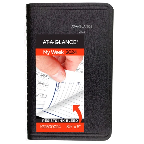 AT-A-GLANCE 2024 Weekly Planner, DayMinder, Hourly Appointment Book, 3-1/2 x 6