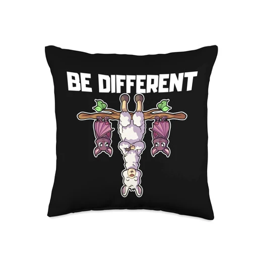 Mir Reichts ich geh Abhängen Animal Shop It's Okay to be Different Sei Anders Llama Bat Throw Pillow, 16x16, Multicolor