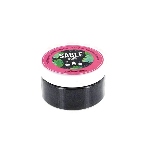 Aromandise Incense Holder Sand Quartz, Coated, Black, 7 x 7 x 4 cm