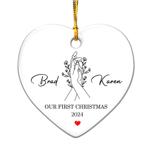 Ziraci Our First Christmas Together Ornament 2024, Couples Christmas Ornament, Personalized First Christmas Together Ornament, Customized New Couple Christmas Ceramic Ornament, Gift for Lover Couple