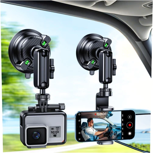Xuenair Suction Car Phone Mount Windshield,Ultra-Stable 360 Rotatable Car Phone Holder for Video Recording Sunction Mount,Car Mount for iPhone 16 Pro Max GoPro Insta 360 Camera Vlog Shooting