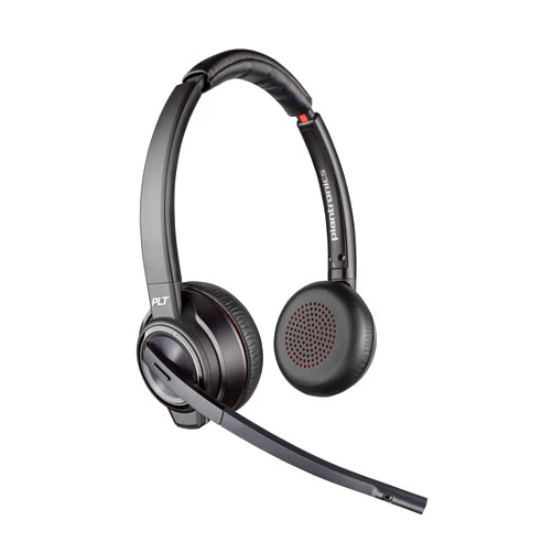 Plantronics - Savi 8220 Office Wireless DECT Headset (Poly) - Dual Ear (Stereo) - Compatible to connect to PC/Mac or to Cell Phone via Bluetooth - Works with Teams (Certified), Zoom,Black
