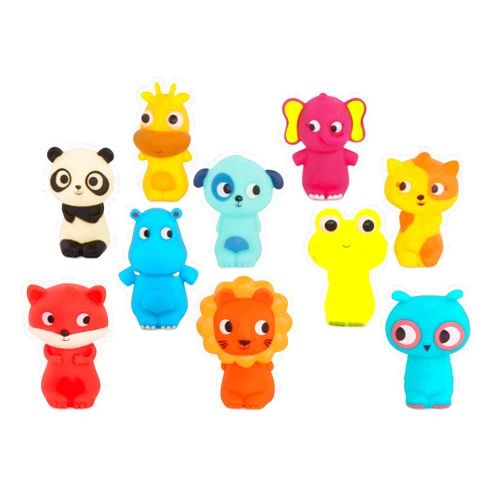 B. toys B. – 10 Finger Puppets – Animal Finger Puppets – Fox, Panda, Hippo, Giraffe, Dog – Lion, Cat, Frog, Elephant, Owl – 10 Months + – Pinky Pals Crew
